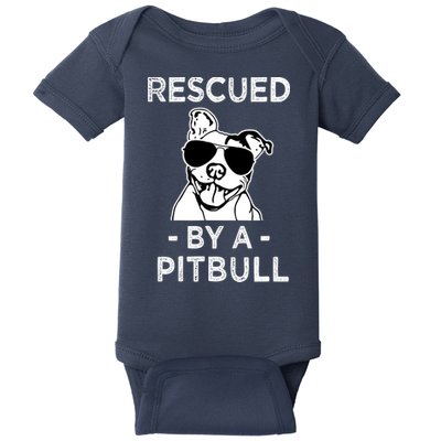 Rescued by my Pitbull Dog funny saying Baby Bodysuit