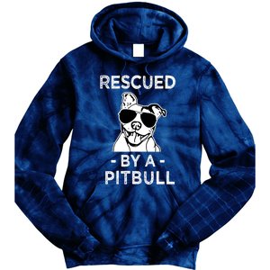 Rescued by my Pitbull Dog funny saying Tie Dye Hoodie