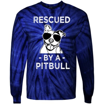 Rescued by my Pitbull Dog funny saying Tie-Dye Long Sleeve Shirt