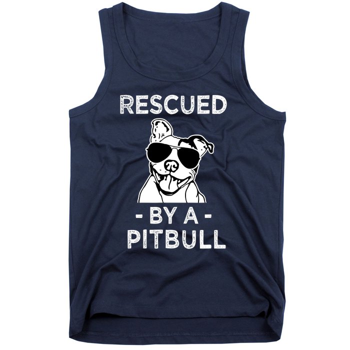 Rescued by my Pitbull Dog funny saying Tank Top