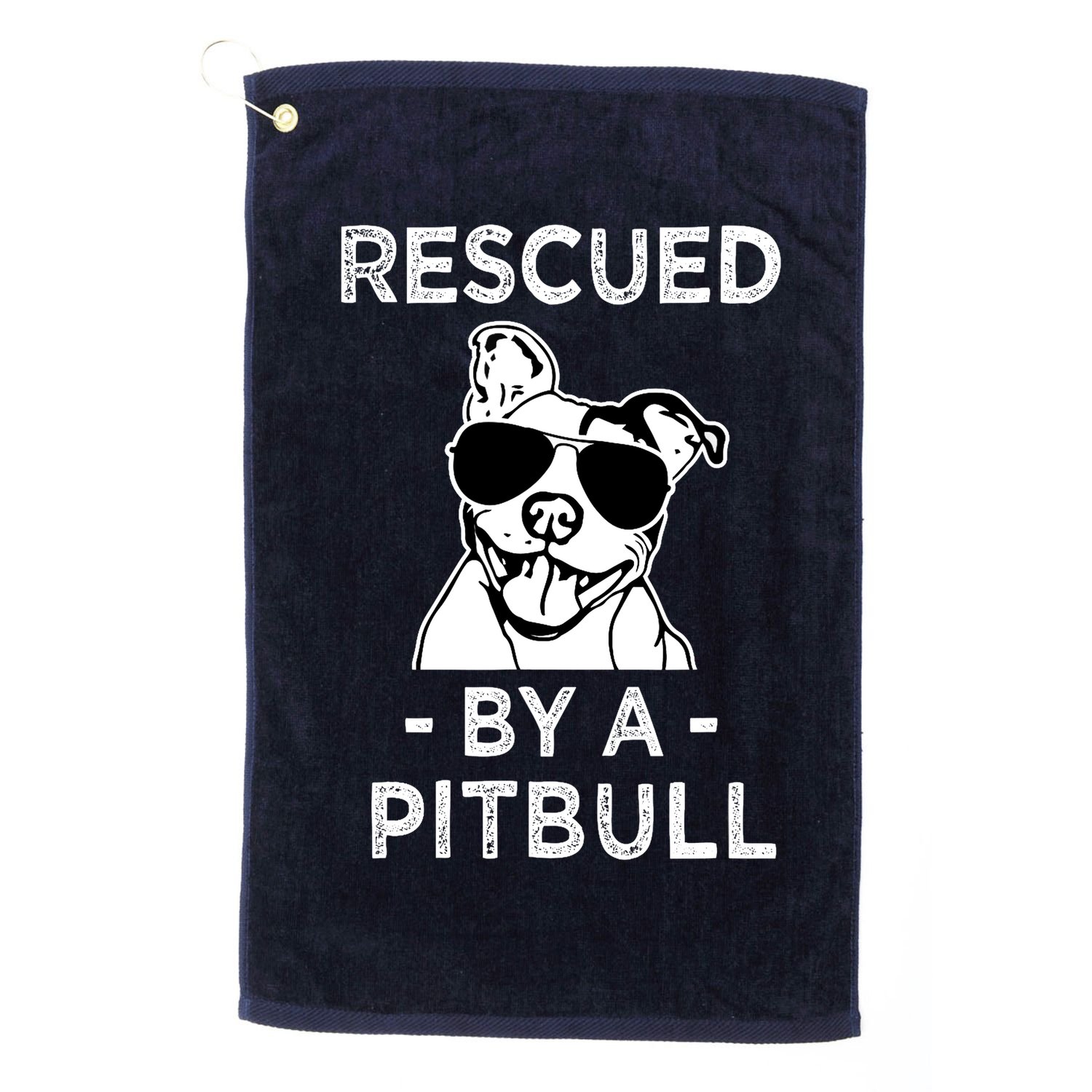 Rescued by my Pitbull Dog funny saying Golf Towel