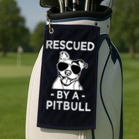 Rescued by my Pitbull Dog funny saying Golf Towel
