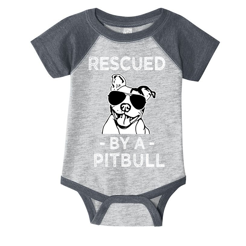 Rescued by my Pitbull Dog funny saying Infant Baby Jersey Bodysuit