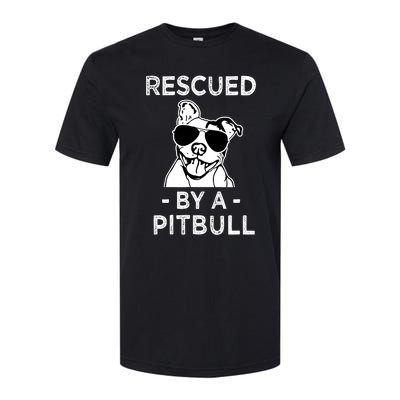 Rescued by my Pitbull Dog funny saying Softstyle® CVC T-Shirt