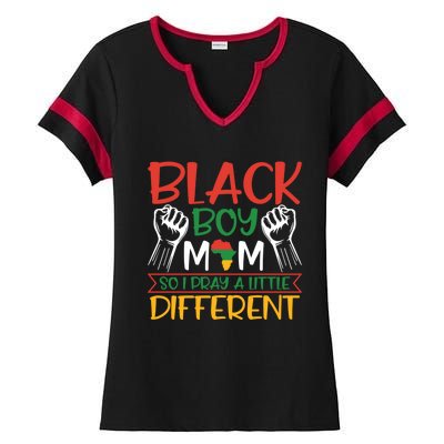 Religious Black Mom So I Pray A Little Different Gift Ladies Halftime Notch Neck Tee