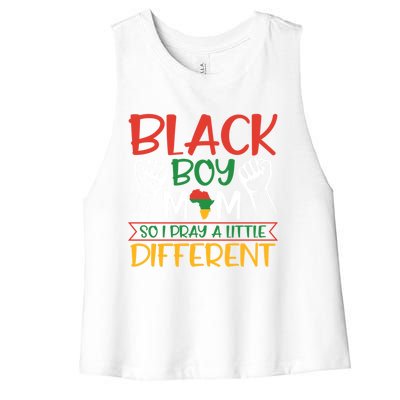 Religious Black Mom So I Pray A Little Different Gift Women's Racerback Cropped Tank