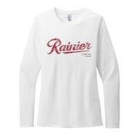 Rainier Beer Mountain Fresh Logo Authentic Vintage Look Womens CVC Long Sleeve Shirt