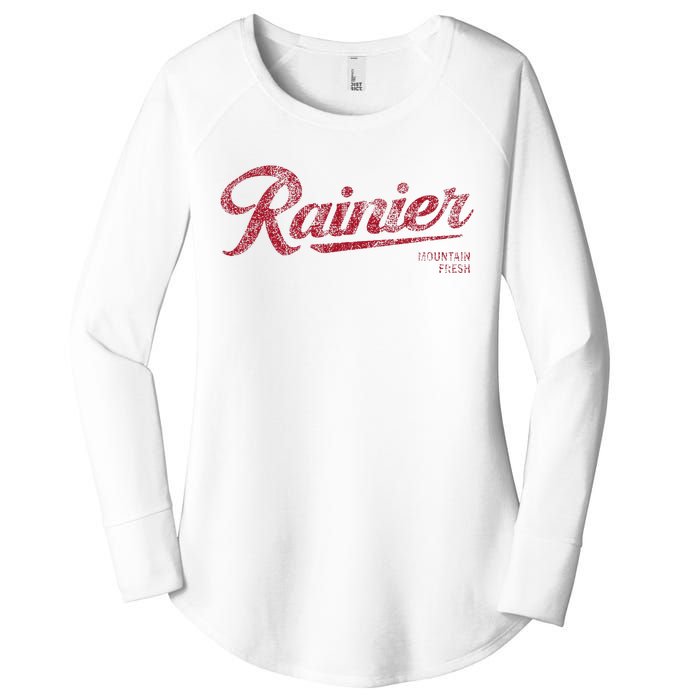 Rainier Beer Mountain Fresh Logo Authentic Vintage Look Women's Perfect Tri Tunic Long Sleeve Shirt