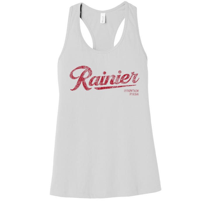 Rainier Beer Mountain Fresh Logo Authentic Vintage Look Women's Racerback Tank