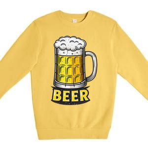 Retro Beer Mug With Foam Print Premium Crewneck Sweatshirt