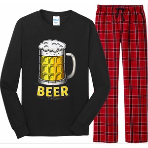 Retro Beer Mug With Foam Print Long Sleeve Pajama Set