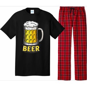 Retro Beer Mug With Foam Print Pajama Set