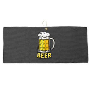 Retro Beer Mug With Foam Print Large Microfiber Waffle Golf Towel