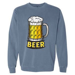 Retro Beer Mug With Foam Print Garment-Dyed Sweatshirt