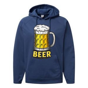 Retro Beer Mug With Foam Print Performance Fleece Hoodie