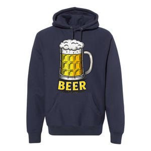 Retro Beer Mug With Foam Print Premium Hoodie