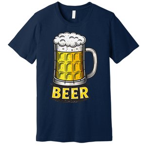 Retro Beer Mug With Foam Print Premium T-Shirt