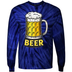 Retro Beer Mug With Foam Print Tie-Dye Long Sleeve Shirt