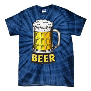 Retro Beer Mug With Foam Print Tie-Dye T-Shirt