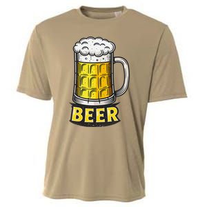 Retro Beer Mug With Foam Print Cooling Performance Crew T-Shirt