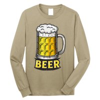 Retro Beer Mug With Foam Print Long Sleeve Shirt