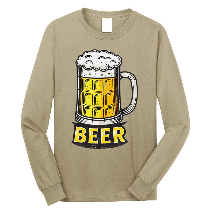 Retro Beer Mug With Foam Print Long Sleeve Shirt