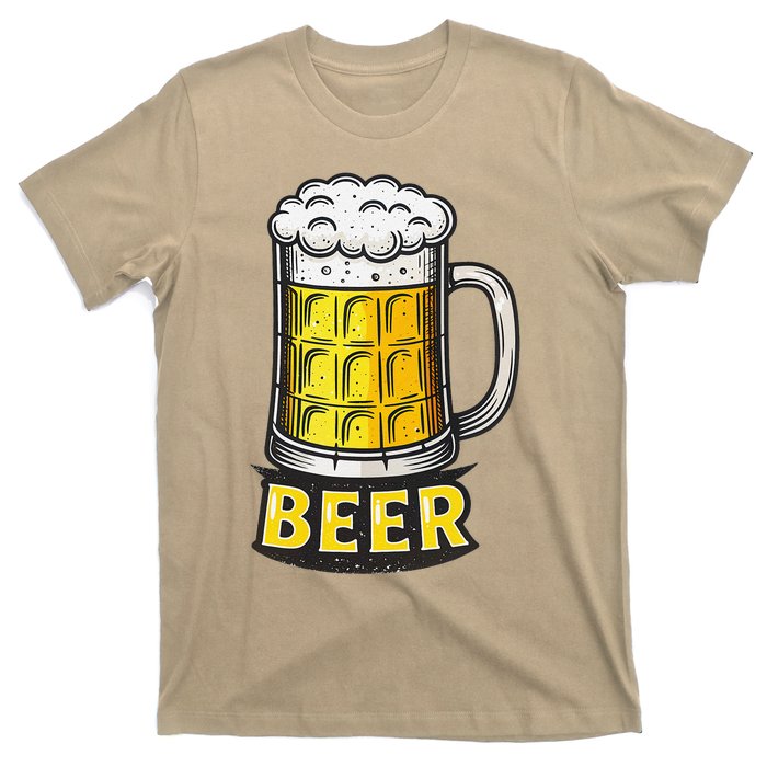 Retro Beer Mug With Foam Print T-Shirt