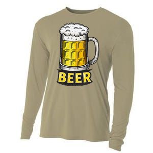 Retro Beer Mug With Foam Print Cooling Performance Long Sleeve Crew