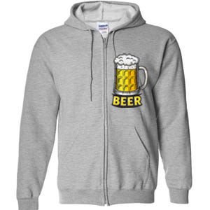 Retro Beer Mug With Foam Print Full Zip Hoodie