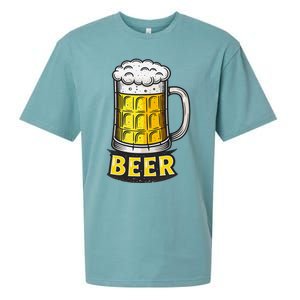 Retro Beer Mug With Foam Print Sueded Cloud Jersey T-Shirt