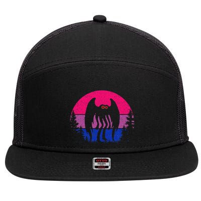 Retro Bi Mothman Bisexual Pride Point Pleasant Cryptid 7 Panel Mesh Trucker Snapback Hat