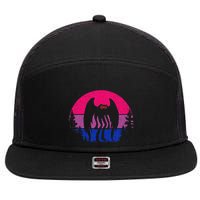 Retro Bi Mothman Bisexual Pride Point Pleasant Cryptid 7 Panel Mesh Trucker Snapback Hat