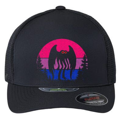 Retro Bi Mothman Bisexual Pride Point Pleasant Cryptid Flexfit Unipanel Trucker Cap