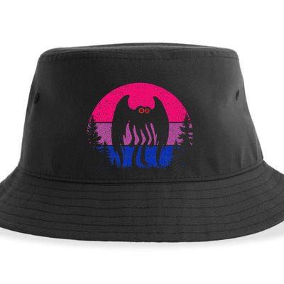 Retro Bi Mothman Bisexual Pride Point Pleasant Cryptid Sustainable Bucket Hat