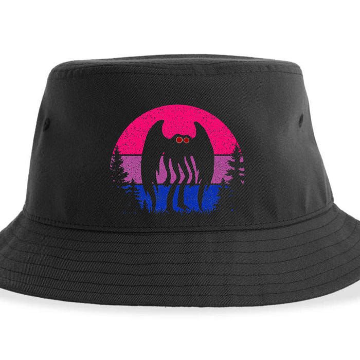 Retro Bi Mothman Bisexual Pride Point Pleasant Cryptid Sustainable Bucket Hat