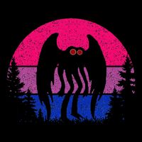 Retro Bi Mothman Bisexual Pride Point Pleasant Cryptid Sustainable Bucket Hat