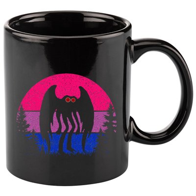 Retro Bi Mothman Bisexual Pride Point Pleasant Cryptid 11oz C Handle Ceramic Mug