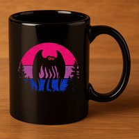 Retro Bi Mothman Bisexual Pride Point Pleasant Cryptid 11oz C Handle Ceramic Mug