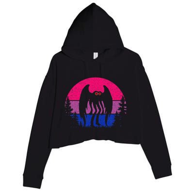 Retro Bi Mothman Bisexual Pride Point Pleasant Cryptid Crop Fleece Hoodie