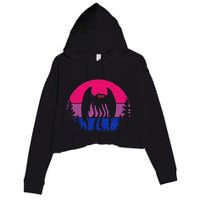 Retro Bi Mothman Bisexual Pride Point Pleasant Cryptid Crop Fleece Hoodie