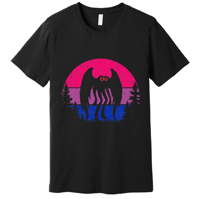 Retro Bi Mothman Bisexual Pride Point Pleasant Cryptid Premium T-Shirt