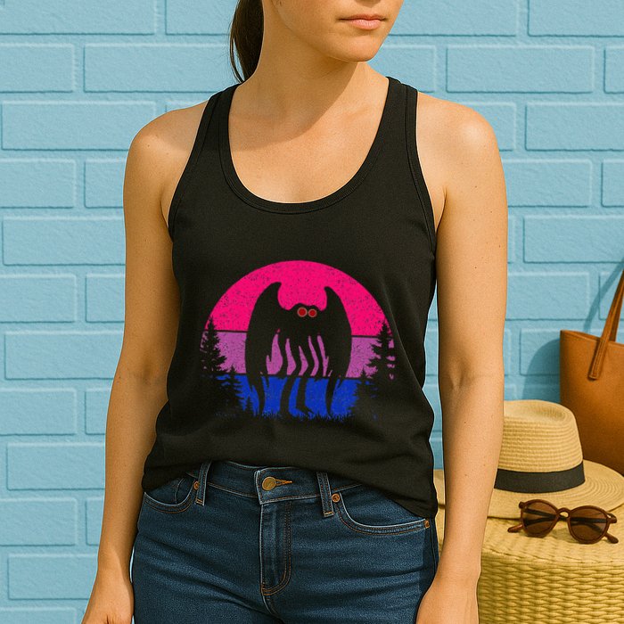 Retro Bi Mothman Bisexual Pride Point Pleasant Cryptid Womens Tank Top