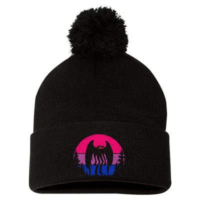 Retro Bi Mothman Bisexual Pride Point Pleasant Cryptid Pom Pom 12in Knit Beanie