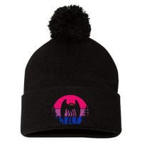 Retro Bi Mothman Bisexual Pride Point Pleasant Cryptid Pom Pom 12in Knit Beanie