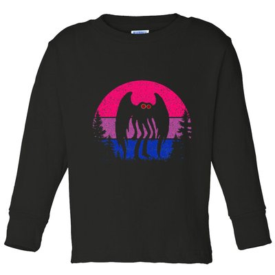Retro Bi Mothman Bisexual Pride Point Pleasant Cryptid Toddler Long Sleeve Shirt