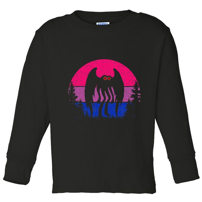 Retro Bi Mothman Bisexual Pride Point Pleasant Cryptid Toddler Long Sleeve Shirt