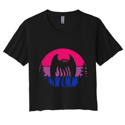 Retro Bi Mothman Bisexual Pride Point Pleasant Cryptid Crop Top