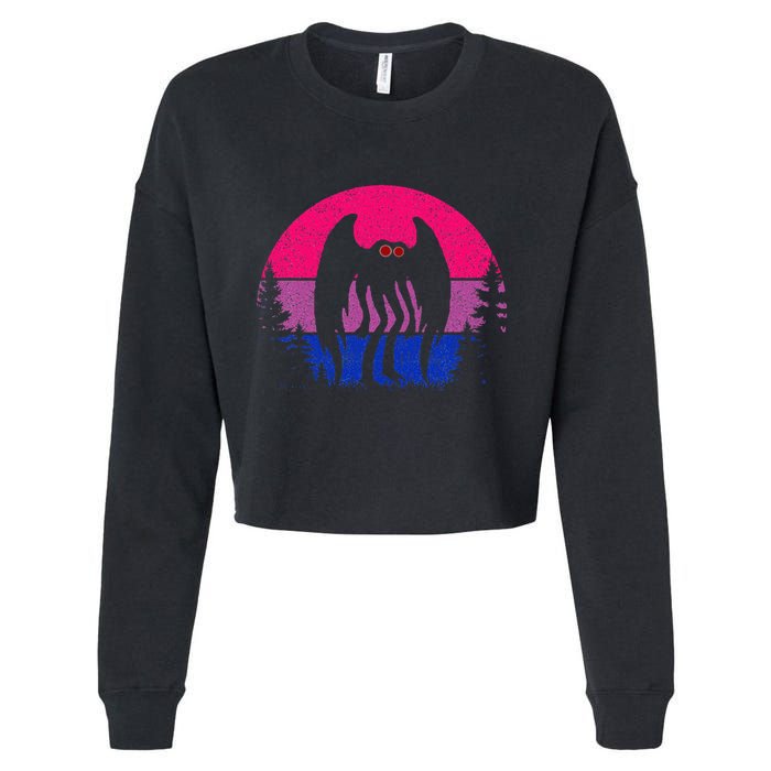 Retro Bi Mothman Bisexual Pride Point Pleasant Cryptid Cropped Pullover Crew