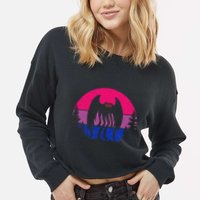 Retro Bi Mothman Bisexual Pride Point Pleasant Cryptid Cropped Pullover Crew