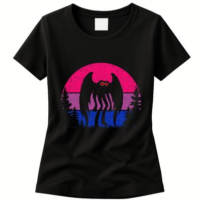 Retro Bi Mothman Bisexual Pride Point Pleasant Cryptid Womens T-Shirt